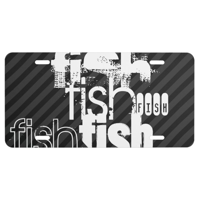 Fish; Black & Dark Gray Stripes License Plate (Front)