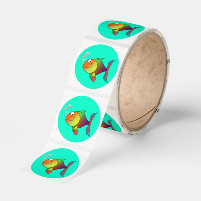 Fish: Blowing Bubbles Classic Round Sticker (Roll)
