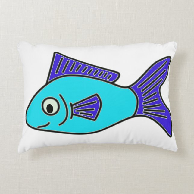 Fish, blue accent pillow (Front)