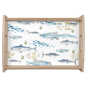 Fish Blue And Yellow Nautical Serving Tray