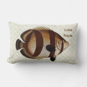 Fish Blue Beach House Lumbar Throw Pillow