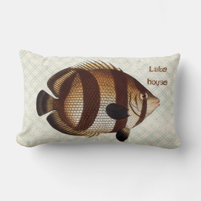 Fish Blue Beach House Lumbar Throw Pillow (Front)