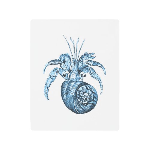 Fish blue coastal nautical watercolor metal print