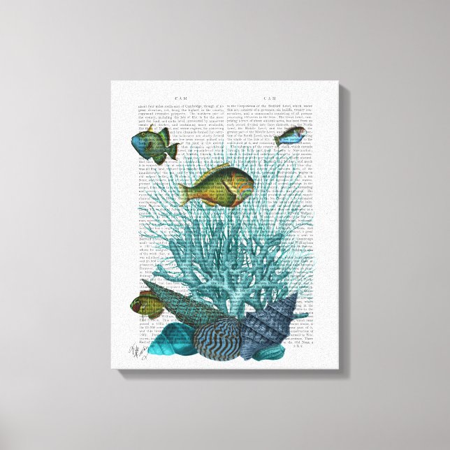 Fish, Blue Shells and Corals Canvas Print (Front)