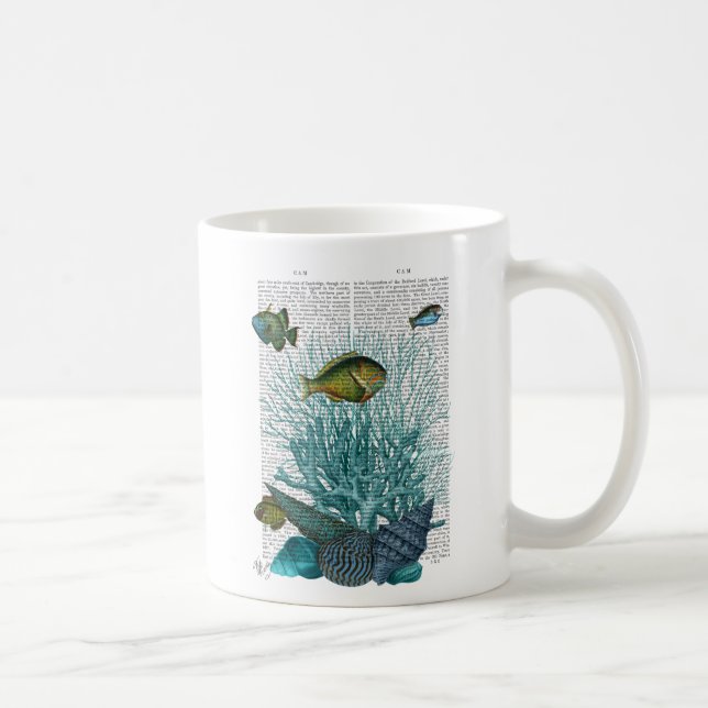 Fish, Blue Shells and Corals Coffee Mug (Right)