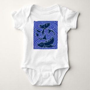 Fish Bold Swimming Ocean Blue Fishing Baby Bodysuit