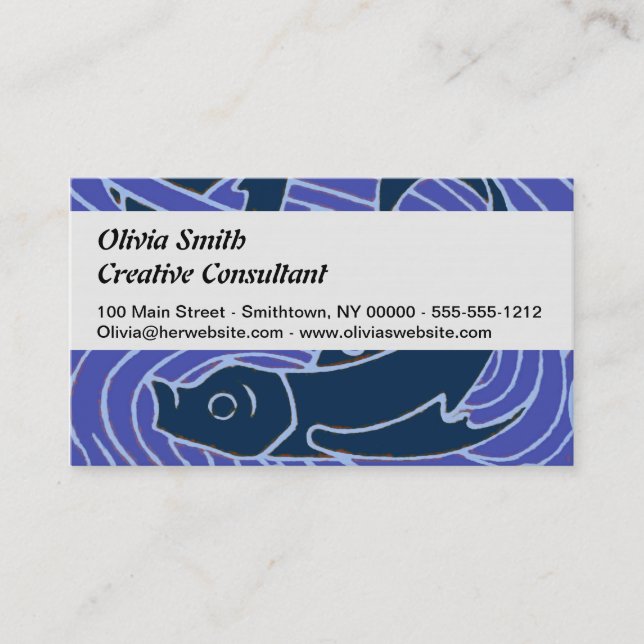Fish Bold Swimming Ocean Blue Fishing Business Card (Front)