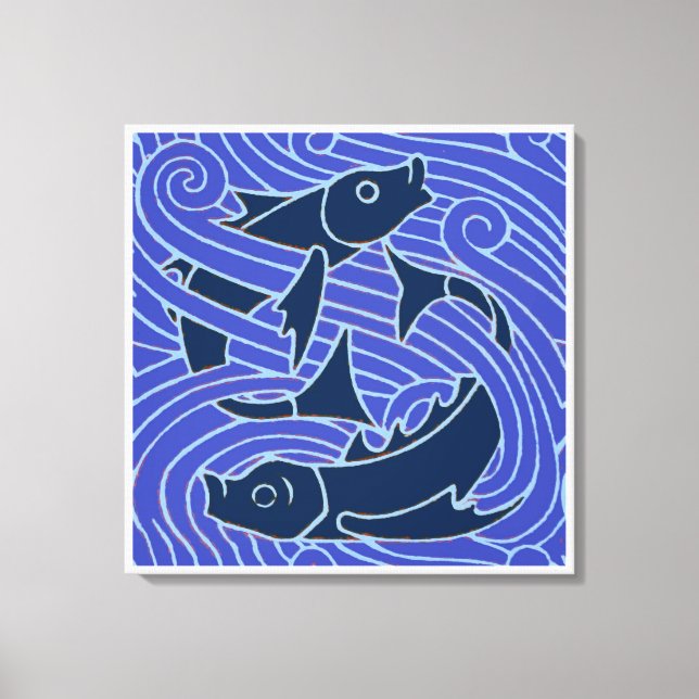 Fish Bold Swimming Ocean Blue Fishing Canvas Print (Front)