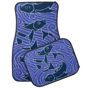 Fish Bold Swimming Ocean Blue Fishing Car Mat