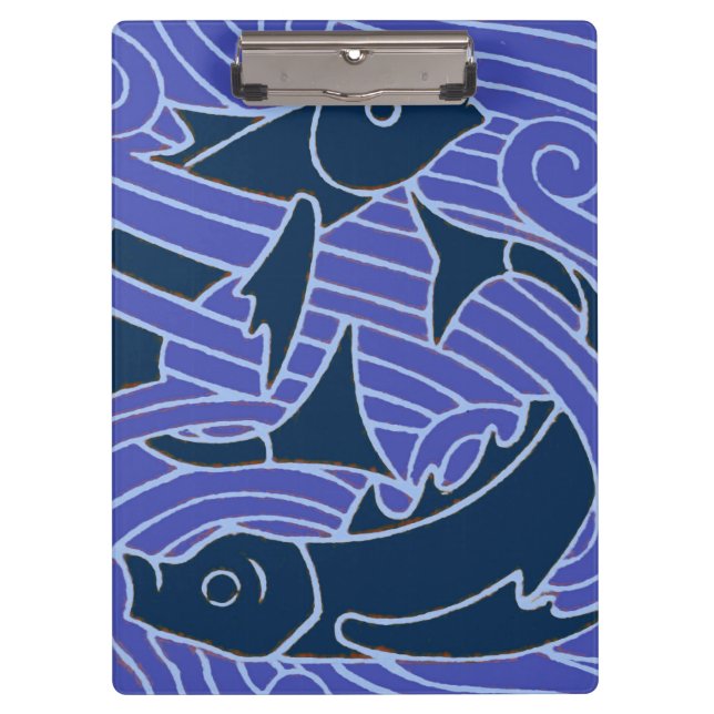 Fish Bold Swimming Ocean Blue Fishing Clipboard (Front)