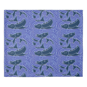 Fish Bold Swimming Ocean Blue Fishing Duvet Cover