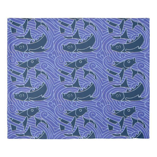Fish Bold Swimming Ocean Blue Fishing Duvet Cover (Front)