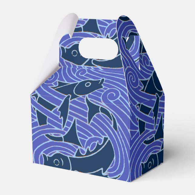 Fish Bold Swimming Ocean Blue Fishing Favor Boxes (Front Side)