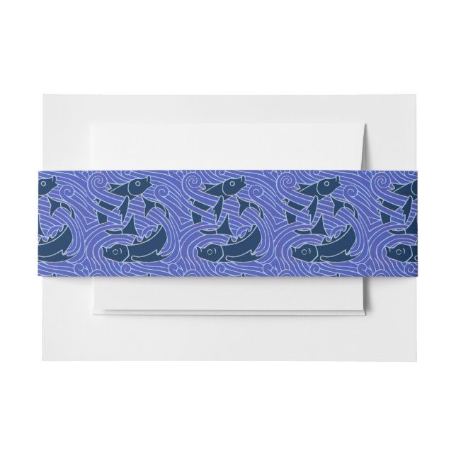 Fish Bold Swimming Ocean Blue Fishing Invitation Belly Band (Front Example)