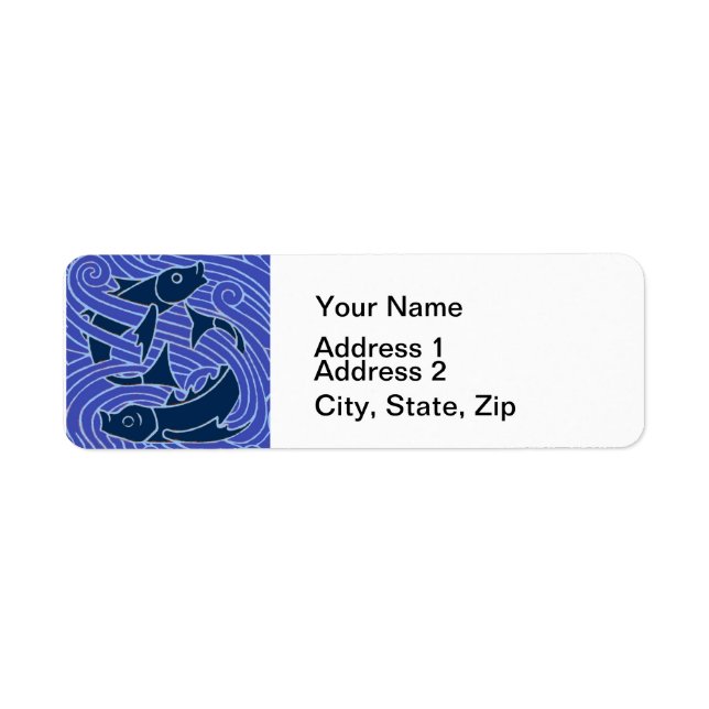 Fish Bold Swimming Ocean Blue Fishing Label (Front)