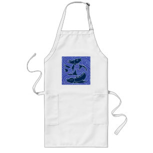 Fish Bold Swimming Ocean Blue Fishing Long Apron