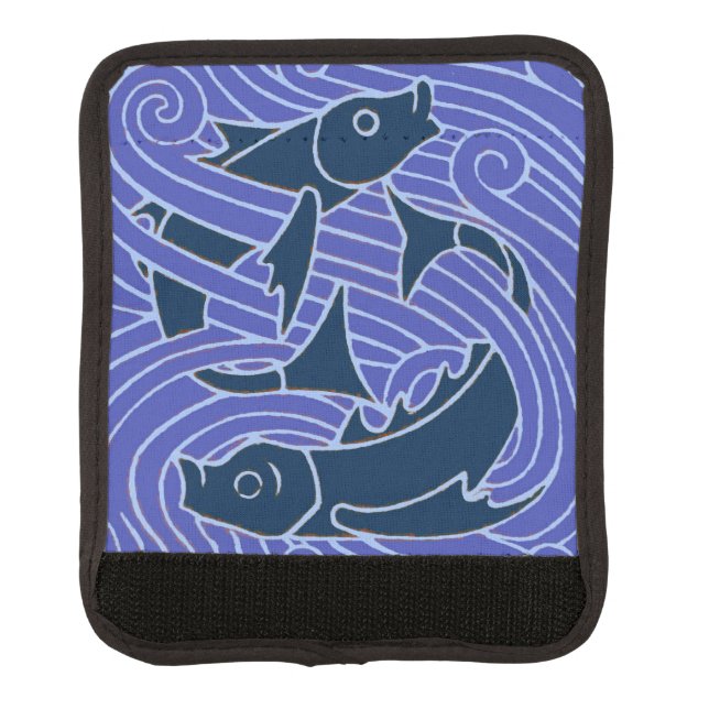 Fish Bold Swimming Ocean Blue Fishing Luggage Handle Wrap (Front)