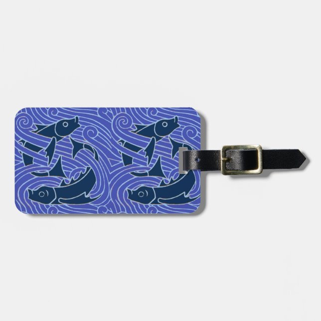 Fish Bold Swimming Ocean Blue Fishing Luggage Tag (Front Horizontal)