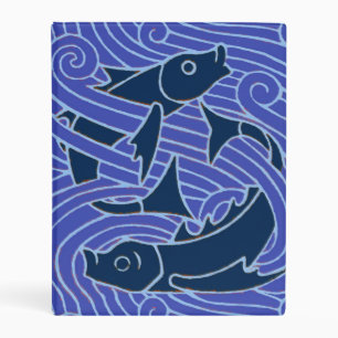 Fish Bold Swimming Ocean Blue Fishing Mini Binder
