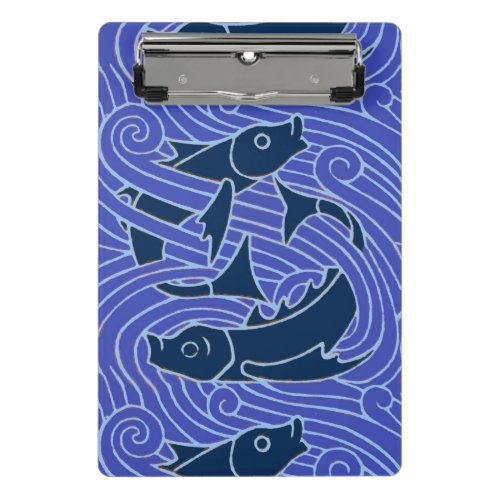 Fish Bold Swimming Ocean Blue Fishing Mini Clipboard