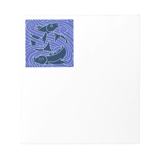 Fish Bold Swimming Ocean Blue Fishing Notepad (Front)