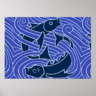 Fish Bold Swimming Ocean Blue Fishing Poster