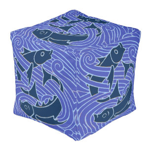 Fish Bold Swimming Ocean Blue Fishing Pouf