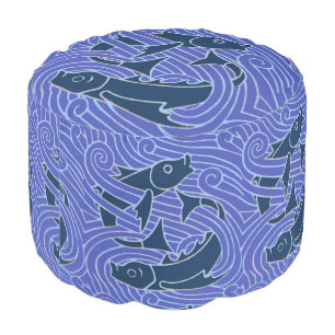 Fish Bold Swimming Ocean Blue Fishing Pouf