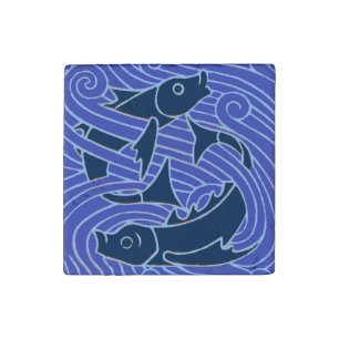 Fish Bold Swimming Ocean Blue Fishing Stone Magnet