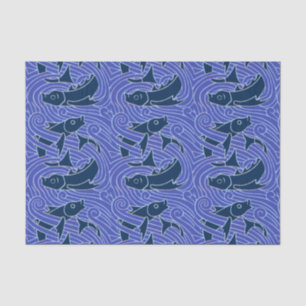 Fish Bold Swimming Ocean Blue Fishing Tissue Paper