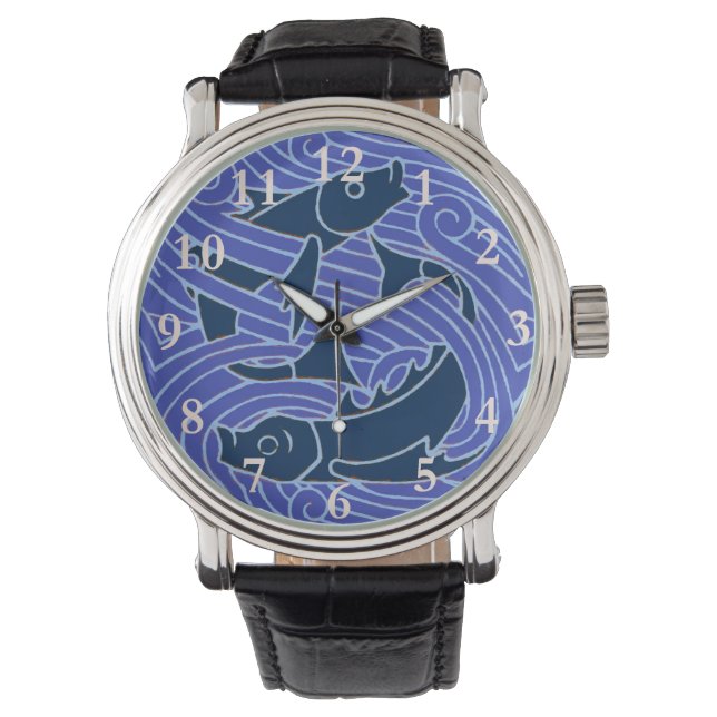 Fish Bold Swimming Ocean Blue Fishing Watch (Front)