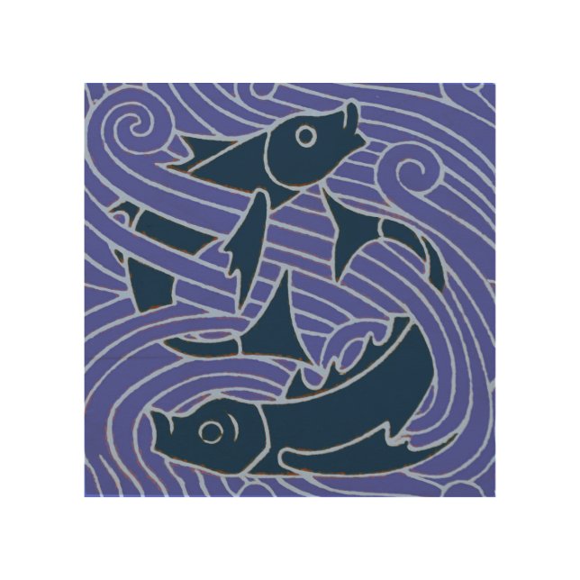 Fish Bold Swimming Ocean Blue Fishing Wood Wall Art (Front)