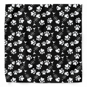 fish bone cat print pattern bandana