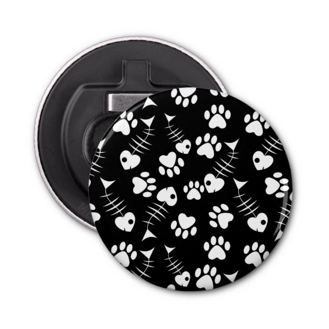 fish bone cat print pattern bottle opener (Front)