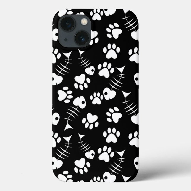 fish bone cat print pattern Case-Mate iPhone case (Back)