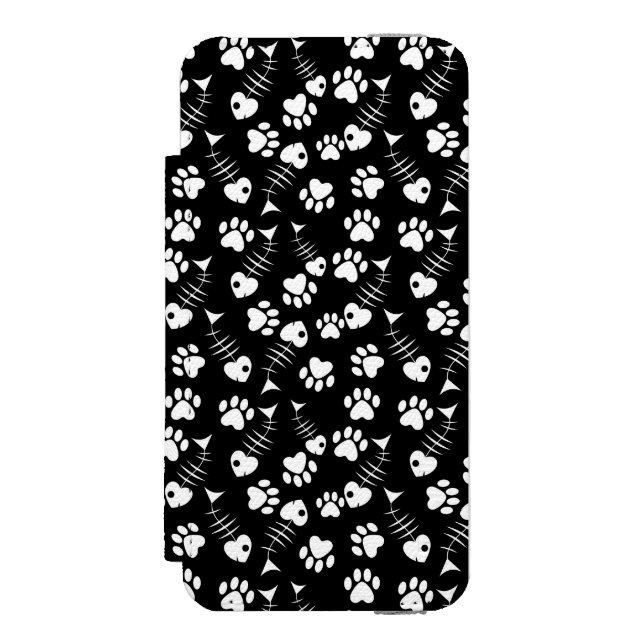 fish bone cat print pattern incipio iPhone wallet case (Folio Front)