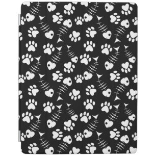 fish bone cat print pattern iPad smart cover