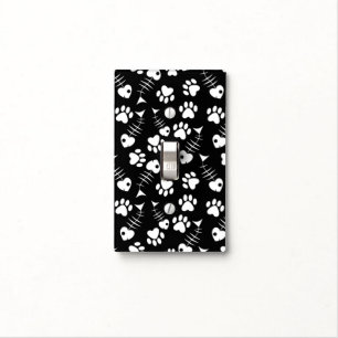 fish bone cat print pattern light switch cover