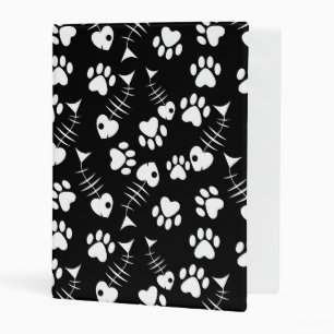 fish bone cat print pattern mini binder