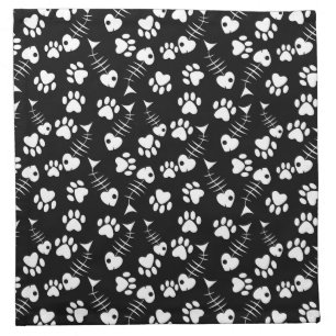 fish bone cat print pattern napkin