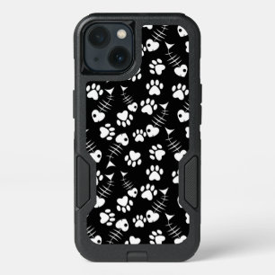 fish bone cat print pattern iPhone 13 case