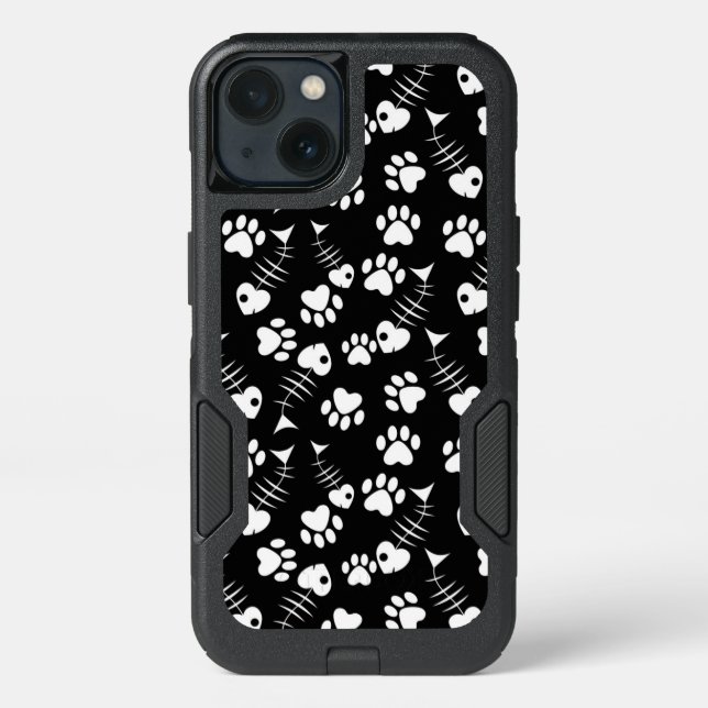 fish bone cat print pattern otterbox iPhone case (Back)
