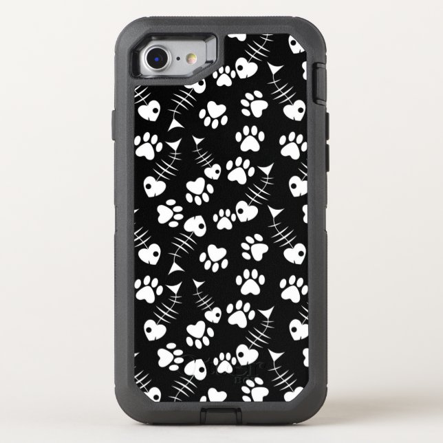fish bone cat print pattern otterbox iPhone case (Back)