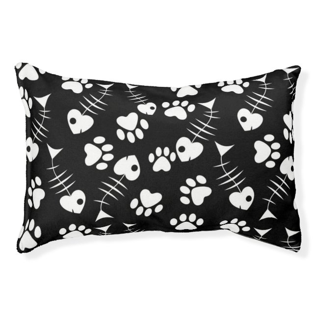 fish bone cat print pattern pet bed (Front)