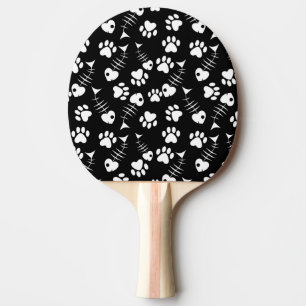 fish bone cat print pattern Ping-Pong paddle