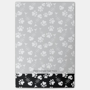 fish bone cat print pattern post-it notes