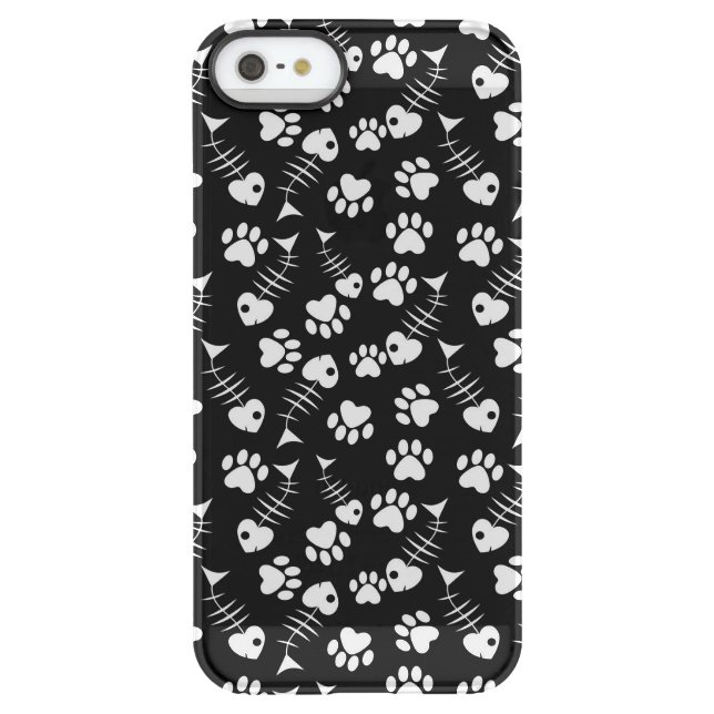 fish bone cat print pattern uncommon iPhone case (Back)