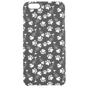 fish bone cat print pattern clear iPhone 6 plus case