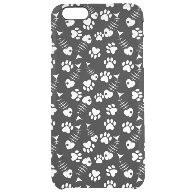 fish bone cat print pattern uncommon iPhone case (Back)