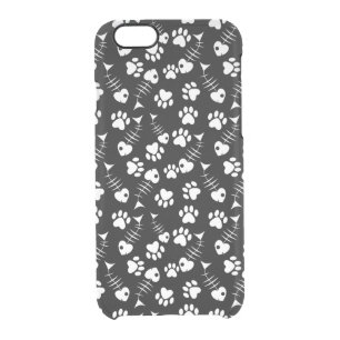 fish bone cat print pattern clear iPhone 6/6S case